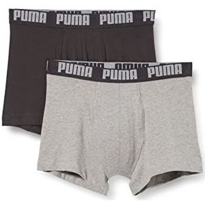 PUMA heren Ondergoed Basic Boxers, DunkelGrijs Melange / Zwart, XXL