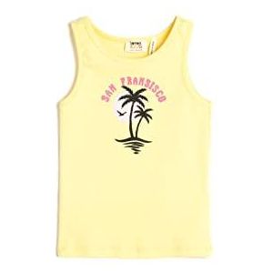 Koton Girls Tanktop Mouwloos bedrukt geribbeld katoen, geel (161), 6-7 Jaar