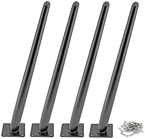Drenky 4 stuks schuine tafelpoten, Metalen Kegel Meubelpoten,Roestvrij staal,Zwart geverfd 60 cm hoog,Met beschermkussen geruisloze vervanging Voor werkbank/ontbijtbar/eettafel