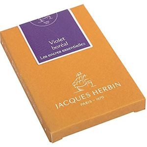 Jacques Herbin 11073JT inktpatronen, groot, voor vulpen en rollerbalpen, boreal, violet, 7 stuks