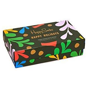 Happy Socks Christmas Gift Box, Kleurrijke en Leuke, Sokken voor Dames en Heren, Blauw-Groente 3 paar (36-40)