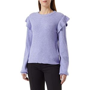Vila Dames Viril O-Neck Flounce Knit Top-Noos Pullover, Sweet Lavender/Detail: melange, M