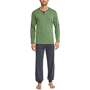 Schiesser Heren Selected Premium Pak Lange tweedelige pyjama, groen (groen gemêleerd 704), 56