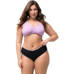 Ulla Popken Grote maten grote maten plus size midislips, pak van 5, gekleurde randen, zwart, 62-64