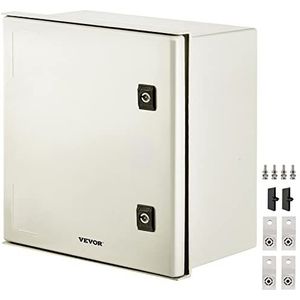 VEVOR NEMA 3X Schakelkast NEMA stalen behuizing, 40 x 40 x 20 cm glasvezel verdeelkast, IP66 waterdicht en stofdicht, elektrische aansluitkast voor binnen en buiten, met montageplaat