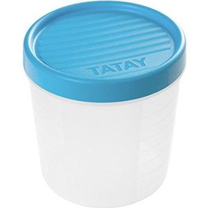 TATAY Voedselopslag, luchtdicht, 1L capaciteit, schroefdeksel, BPA-vrij, geschikte magnetron en vaatwasser, blauw. Afmetingen: 12 x 12 x 12,5 cm
