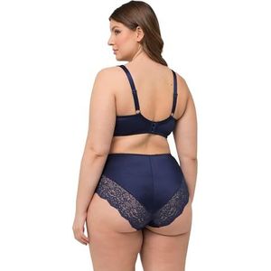 Ulla Popken, dames, grote maten, wire-Bra, softcup, satijn en kant, zwart, 95C