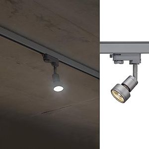 SLV 3-fase-systeem armatuur PURI/spot, led spot, plafondspot, plafondarmatuur, railsysteem, binnenverlichting / GU10 50W grijs