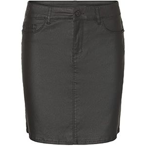 VERO MODA Vmseven Mr Short Coated Rok Ptt Noos PU-rok voor dames, zwart, L petite