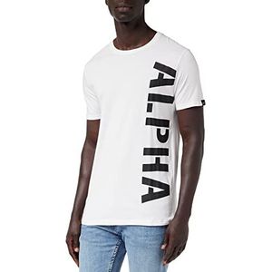 ALPHA INDUSTRIES Heren Side Print T-shirt met korte mouwen, wit, XL