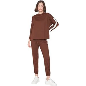 Trendyol Dames vrouw effen gebreide sweatsuit gecoördineerde Outfit, bruin, S, BRON, S