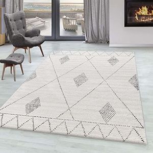 Laagpolig tapijt ruitpatroon Berberlook slaapkamer laagpolig tapijt