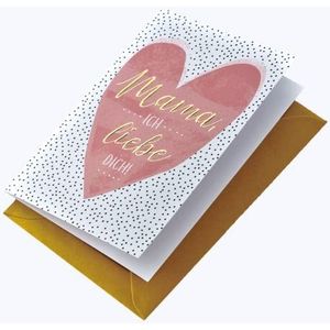 Perleberg Moederdagkaart 11,6 x 16,6 cm - kaart met envelop in goud - hoogwaardige moederdagkaart met spreuk en hartmotief - verjaardagskaart - cadeau voor mama - wenskaarten