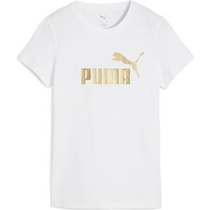 Puma - Korte Mouwen T-shirt - Puma White/Metallic Gold - Regular Fit - Logoprint