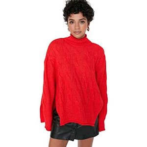 Trendyol Dames coltrui Plain Regular Sweater Sweater, Rood, S, Rood, S