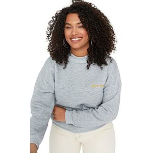 Trendyol Curve Ecru Gebreid Sweatshirt, Grijs, 3XL