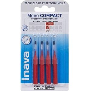 Inava - Interdentale borstels, 1,5 mm, rood, X4 Mono Compact Inava
