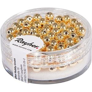 Rayher 1630206 plastic ronde kralen, 4 mm ø, goud