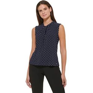 Tommy Hilfiger Mouwloze blouse voor dames, casual, met geknoopte halslijn, Middernacht/Ivoor, XS