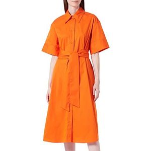 Seidensticker Damesjurk, midi-jurk, blousejurk, hemdblousekraag, korte mouwen, stretch, oranje, 38