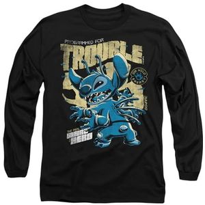 Disney Lilo and Stitch Trouble Comic Unisex T-shirt met lange mouwen, zwart, klein, Zwart, S