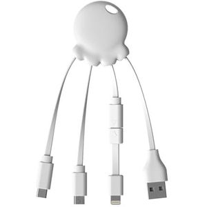 Xoopar Octopus MultiUSB-kabel, 4-in-1, universele oplader, robuust met micro-USB, USB C, Lightning (gecertificeerd voor iPhone) voor smartphone (wit)