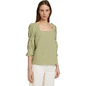 TOM TAILOR Denim Dames Blouse met ruitpatroon 1030125, 28949 - Small Green Check, XS