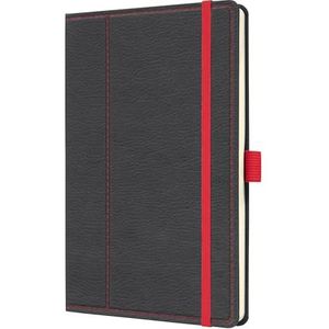 Sigel CO695 Premium notitieboek, lederlook, gestippeld, ca. A5, grijs, rood, hardcover, 194 pagina's, conceptum