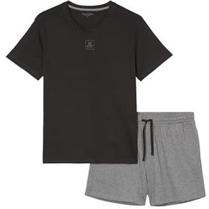 Marc O'Polo - Shortama Mix N Match - Katoen - Zwart/Grey Melange - 2-delig