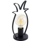 EGLO Tafellamp Coldfield, 1-lichts tafellamp vintage, retro, bedlampje van staal, woonkamerlamp in zwart, ananaslamp met schakelaar, E27-fitting