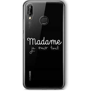 Zokko Beschermhoes voor Huawei P20 Lite Madame Je SAIS Alles – zacht, transparant, inkt wit