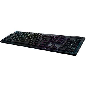 Logitech G G915 X LIGHTSPEED Low-Profile Wireless Gaming Keyboard, Double-Shot PBT Keycaps, volledig programmeerbare toetsen, RGB-achtergrondverlichting, GL Blue Clicky, US INT'L QWERTY - Zwart