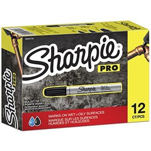 Sharpie Pro Industriële Sterkte Permanente Markers Bullet Tip, Zwarte Inkt, 12 Count