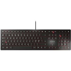 CHERRY KC 6000 SLIM, Ultraplat ontwerp toetsenbord, Pan-Noordse indeling (QWERTY), Bedraad (USB-A-aansluiting), Stille toetsen, Duurzame labeling, Zwart