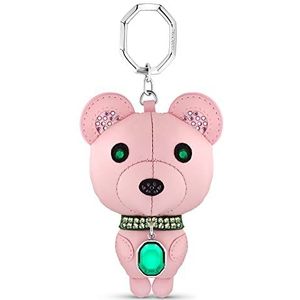 Swarovski Kris Bear Roze 3D sleutelhanger, rond, achthoekig geslepen en Pavé groene kristallen en kristalgaas, uit de Kris Bears collectie