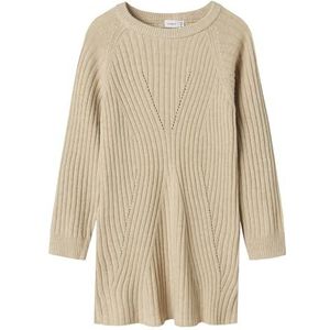 Gebreid Jurk - Platgebreid - Lange Mouwen - Ronde Hals - Loose Fit