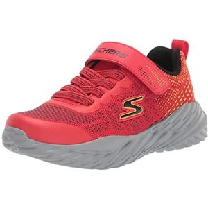 Skechers Nitro Sprint Karvo Sneaker voor jongens, Rood Zwart Textiel Trim Lime Trim, 33 EU