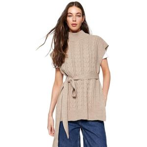 Trendyol FeMan oversized basic gebreide trui met staande kraag, nerts, S, Nerts, S