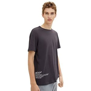 TOM TAILOR Denim Uomini T-shirt met backprint 1033995, 29476 - Coal Grey, XS
