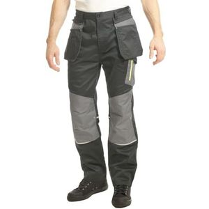 Goodyear GYPNT047 Heren Werkkleding Multi Flex Knie Pad Taps Afneembare Holster Pocket Werkbroek Utility Broek, Zwart/Grijs, 36W / 31L