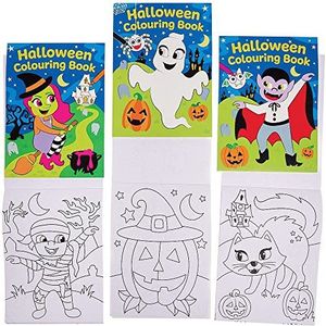 Baker Ross FX215 Mini Kleurboeken voor Halloween - Pak van 12, Kleurboeken voor Kinderen, Reis-Activiteitenboek voor Kinderen