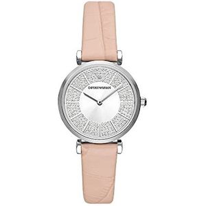 Emporio Armani Horloge voor dames Quartz/2 Hand uurwerk 32mm kastmaat met een Leren band AR11543