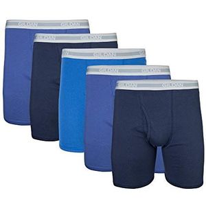 Gildan Boxershorts voor heren, met normale pijpen, multipack retroshorts (5 stuks), marineblauw, metro blauw, antiek koningsblauw, S