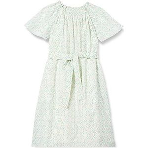 Mimo Zomerjurk voor meisjes, met print, casual jurk, turquoise, 116 cm