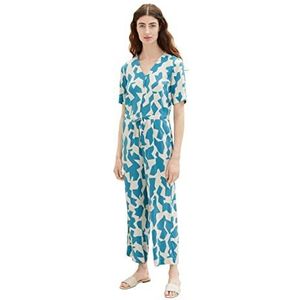 TOM TAILOR Dames 1036807 jumpsuit, 32146-Petrol Big Abstract Design, 38, 32146 - Petrol Big Abstract Design, 38