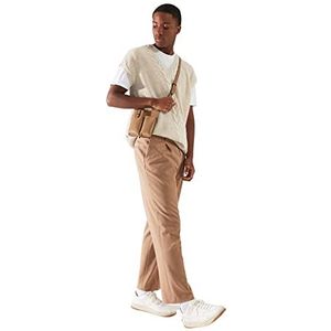 Trendyol Heren haarvlecht nul mouwen plus size trui, stone, L Grote maten