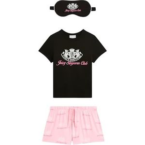 Juicy Couture Dames Sleepover Club Pyjama Set Top en Shorts Pyjama Slaapset versch. Kleuren Pyjamaset, Black/Juicy PINK, XS, Zwart/Juicy Pink, XS