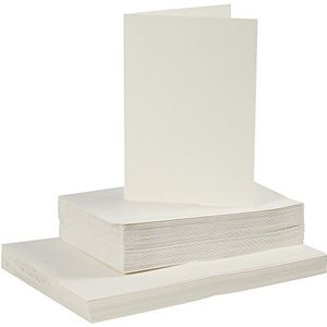 Kaarten en envelop Sets, kaart grootte 10,5x15 cm, envelop grootte 11,5x16,5 cm, gebroken wit, 50sets