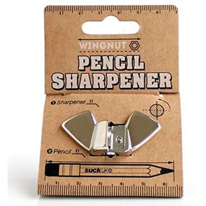 SUCK UK Puntenslijper ""vleugelmoer"" puntenslijper voor potloden Sharpener handmatig verchroomd massief metaal puntenslijper schrijfwaren accessoires pennenmappen inhoud zilver puntenslijper