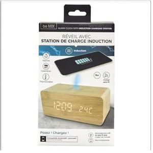 BE MIX, HT0023, 5W Induction Charger Alarm Clock, 2-in-1 Decorative and High Tech Alarm Clock, Multifunction Display, Integrated Induction Charger, Practical Power Supply, Instructions Included